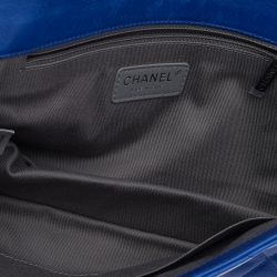 Pre Owned Chanel Blue Quilted Leather CC Chain Flap Wallet