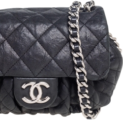 Chanel Black Quilted Leather Small Chain Around Shoulder Bag