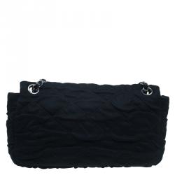 Pre Owned Chanel Black Quilted Mesh East West Flap Bag