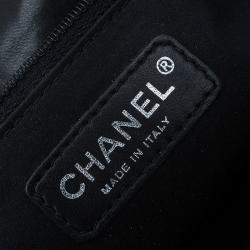 Pre Owned Chanel Black Quilted Mesh East West Flap Bag