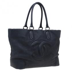 Pre Owned Chanel Black Calfskin Leather CC Tote