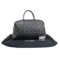 Pre Owned Chanel Black Enamel Boston Bag