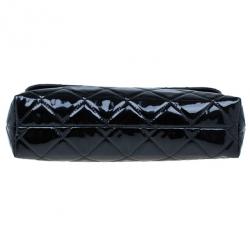 Pre Owned Chanel Black Patent Leather Quilted Flap Bag