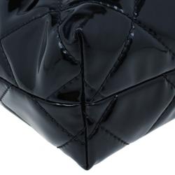 Pre Owned Chanel Black Patent Leather Quilted Flap Bag