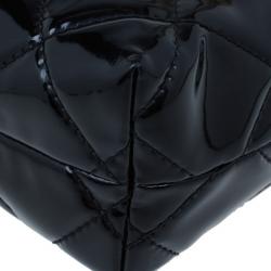 Pre Owned Chanel Black Patent Leather Quilted Flap Bag