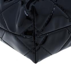 Pre Owned Chanel Black Patent Leather Quilted Flap Bag