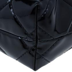 Pre Owned Chanel Black Patent Leather Quilted Flap Bag