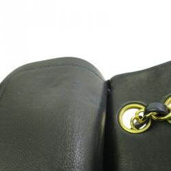 Pre Owned Chanel Black Lambskin Double Flap Shoulder Bag