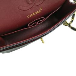 Pre Owned Chanel Black Lambskin Double Flap Shoulder Bag