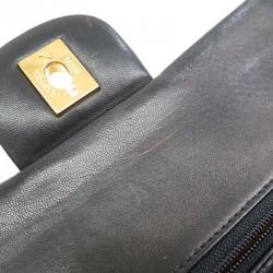 Pre Owned Chanel Black Lambskin Double Flap Shoulder Bag