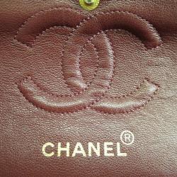 Pre Owned Chanel Black Lambskin Double Flap Shoulder Bag