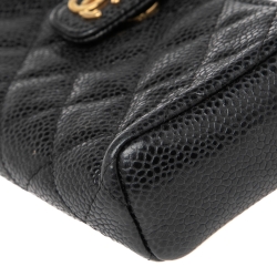 مملوكة مسبقًا Chanel Black Caviar Quilted Leather CC Phone Holder Clutch