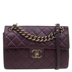 مملوكة مسبقًا Chanel Burgundy Quilted Caviar Leather Classic Retro Flap Shoulder Bag
