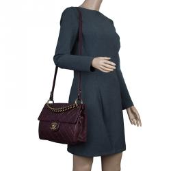مملوكة مسبقًا Chanel Burgundy Quilted Caviar Leather Classic Retro Flap Shoulder Bag