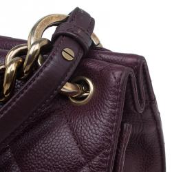 مملوكة مسبقًا Chanel Burgundy Quilted Caviar Leather Classic Retro Flap Shoulder Bag