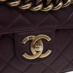 مملوكة مسبقًا Chanel Burgundy Quilted Caviar Leather Classic Retro Flap Shoulder Bag