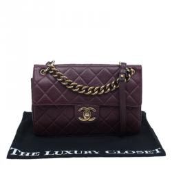 مملوكة مسبقًا Chanel Burgundy Quilted Caviar Leather Classic Retro Flap Shoulder Bag