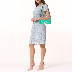 Pre Owned Chanel Green Quilted Leather Medium Boy Flap Bag