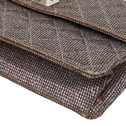 Pre Owned Chanel Quilted Silver Glitter Leather Reissue Shoulder Bag