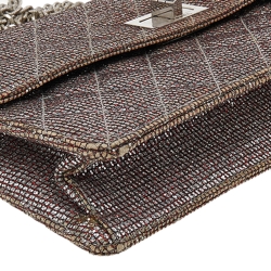 Pre Owned Chanel Quilted Silver Glitter Leather Reissue Shoulder Bag