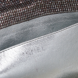 Pre Owned Chanel Quilted Silver Glitter Leather Reissue Shoulder Bag