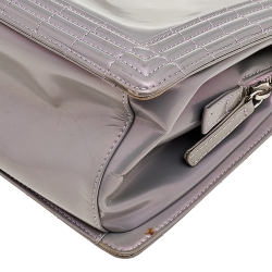Pre Owned Chanel Iridescent Grey Patent Leather Boy Flap Shopper Tote