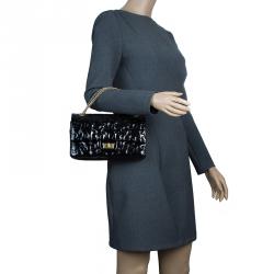 Pre Owned Chanel Black Patent Leather Puzzle 2.55 Reissue Classic 225 Flap Bag