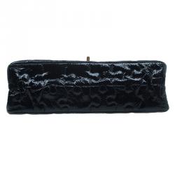 Pre Owned Chanel Black Patent Leather Puzzle 2.55 Reissue Classic 225 Flap Bag