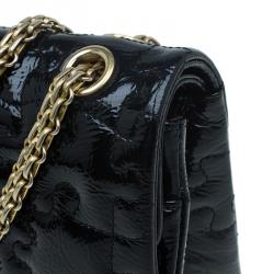Pre Owned Chanel Black Patent Leather Puzzle 2.55 Reissue Classic 225 Flap Bag