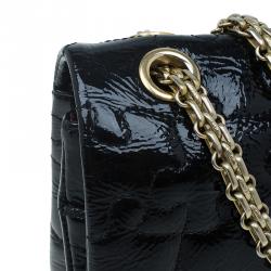 Pre Owned Chanel Black Patent Leather Puzzle 2.55 Reissue Classic 225 Flap Bag