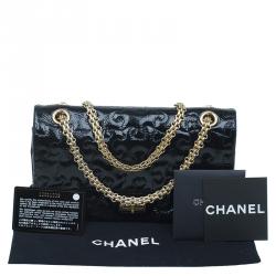 Pre Owned Chanel Black Patent Leather Puzzle 2.55 Reissue Classic 225 Flap Bag