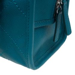 Pre Owned Chanel Blue Quilted Caviar Stitch Deauville Bowling Bag