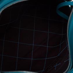 Pre Owned Chanel Blue Quilted Caviar Stitch Deauville Bowling Bag