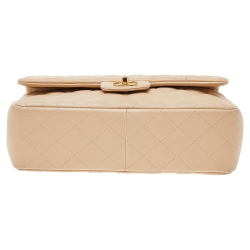 مملوكة مسبقًا حقيبة قلاب شانيل قلاب واحد جامبو كلاسيك جلد مبطن بيج