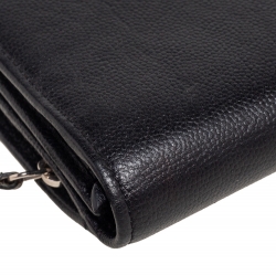 Chanel Black Caviar Leather CC Timeless French Long Wallet