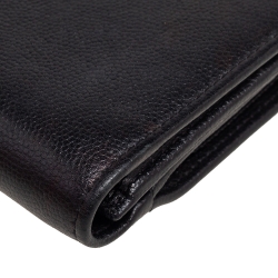 Chanel Black Caviar Leather CC Timeless French Long Wallet