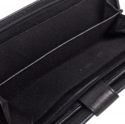 Chanel Black Caviar Leather CC Timeless French Long Wallet