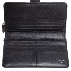 Chanel Black Caviar Leather CC Timeless French Long Wallet