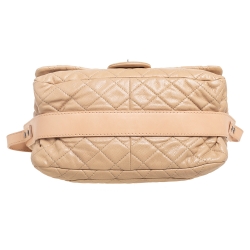 Pre Owned Chanel Leather Beige Quilted Leather Flap Shoulder Bag