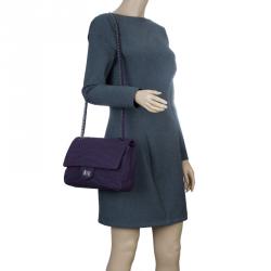 مملوكة مسبقًا حقيبة شانيل 2.55 ريشيو كلاسيك 255 جرسيه بنفسجي بنقشة التمساح بقلاب