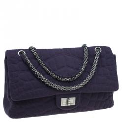 مملوكة مسبقًا حقيبة شانيل 2.55 ريشيو كلاسيك 255 جرسيه بنفسجي بنقشة التمساح بقلاب