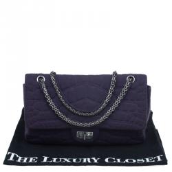 مملوكة مسبقًا حقيبة شانيل 2.55 ريشيو كلاسيك 255 جرسيه بنفسجي بنقشة التمساح بقلاب