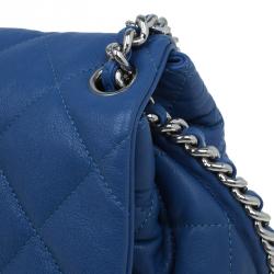 Pre Owned حقيبة كتف شانيل جلد أزرق مبطن متوسطة بسلسلة محيطة