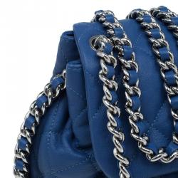 Pre Owned حقيبة كتف شانيل جلد أزرق مبطن متوسطة بسلسلة محيطة