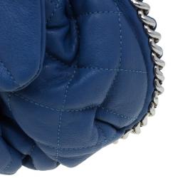 Pre Owned حقيبة كتف شانيل جلد أزرق مبطن متوسطة بسلسلة محيطة