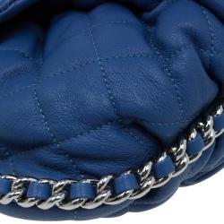 Pre Owned حقيبة كتف شانيل جلد أزرق مبطن متوسطة بسلسلة محيطة