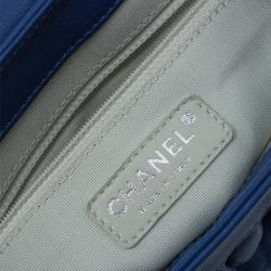 Pre Owned حقيبة كتف شانيل جلد أزرق مبطن متوسطة بسلسلة محيطة