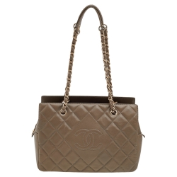 مملوكة مسبقًا Chanel Grey Quilted Leather Diamond CC Tote