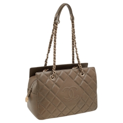 مملوكة مسبقًا Chanel Grey Quilted Leather Diamond CC Tote