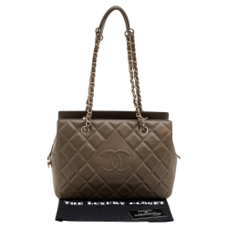مملوكة مسبقًا Chanel Grey Quilted Leather Diamond CC Tote
